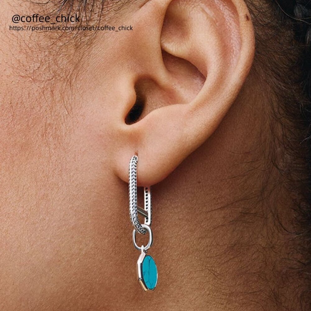Pandora Turquoise-Colored Engravable Mini Medallion Charm View 5